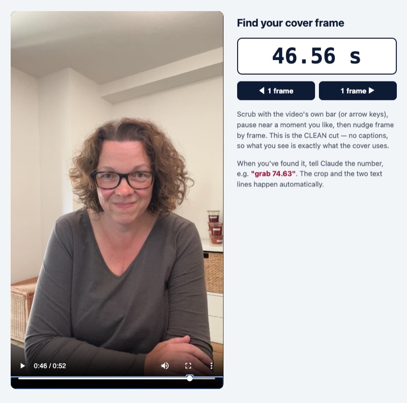 A video open in the browser with frame-by-frame controls, the tool Claude built unasked.